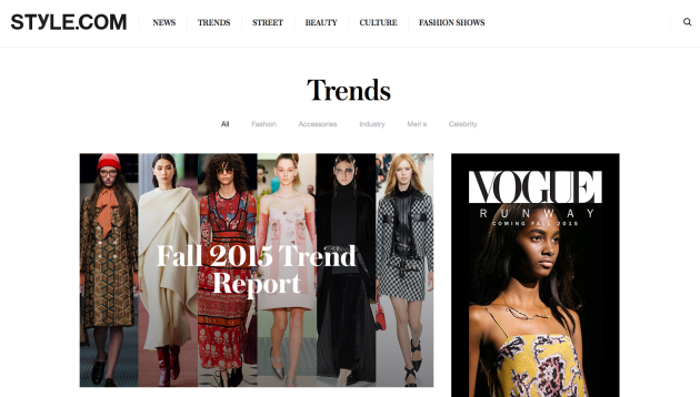 Style.com is a great source for keeping up with fashion and accessory trends