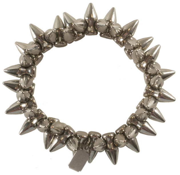 Merging pretty and edgy. Metallic studs and spikes are still very much on trend, but designs are softer and more feminine. Shown: Marrin Costello  Silver bracelet