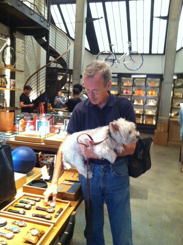 David and Spencer checking out timepieces and other offerings at the Shinola store in Tribeca. 