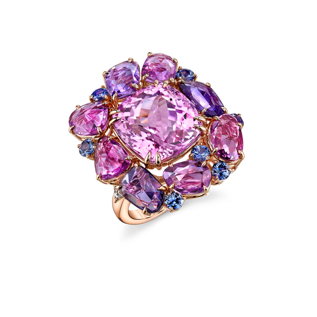 Omi Prive_kunzite sapphire and diamond ring in rose quartz